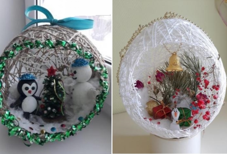 New Year's crafts in balls of threads