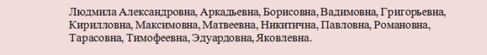 Који је патромично погодно за девојку на име Лиудмила?