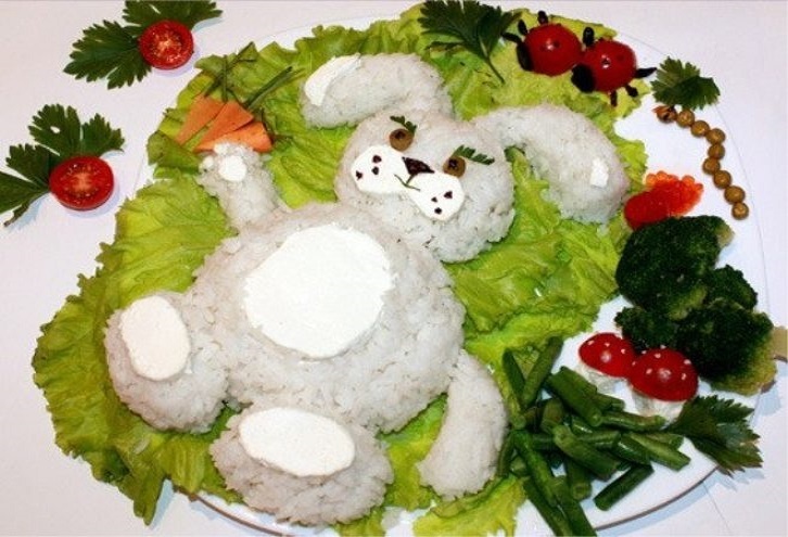 Ideas for decorating New Year's salads in the form of a symbol of 2023