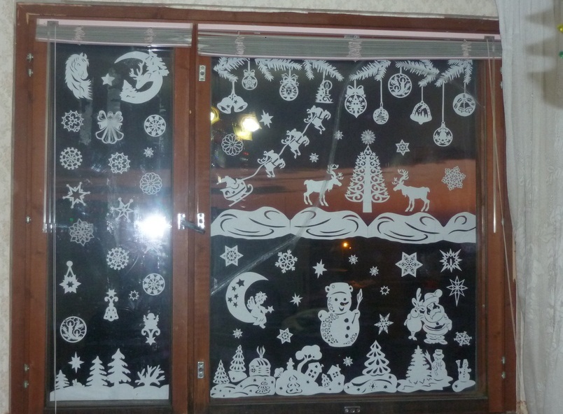 Templates of angels and ballerinas on the windows of the kindergarten, home or office, example 1