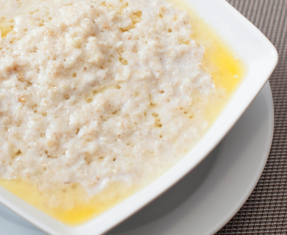 Basic oatmeal in milk with butter