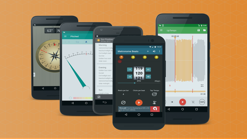 Več pametnih telefonov za Android z nameščenim in delovnim kompasom
