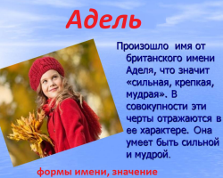 Женско име Аделе: Опције имена. Шта можете другачије назвати Аделе?