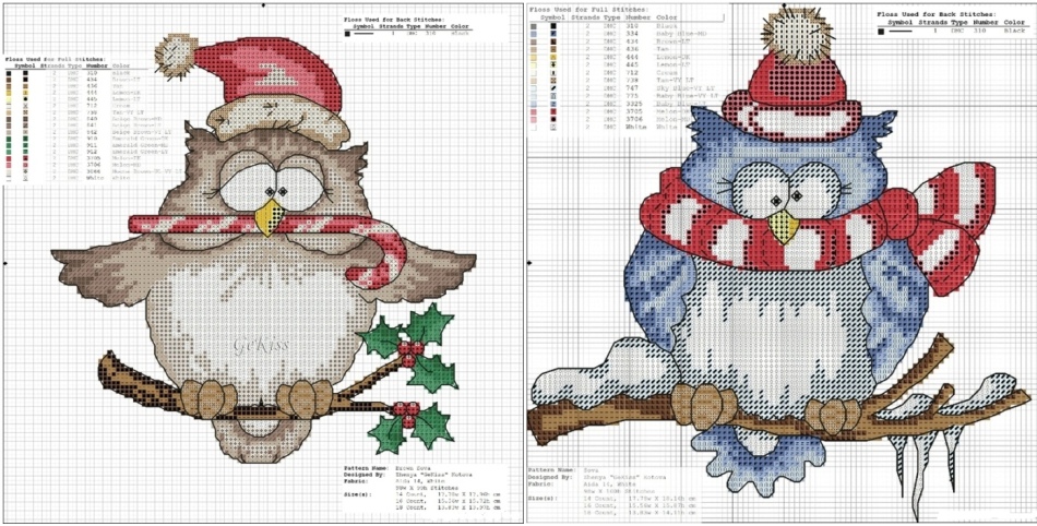 Fashionable owls: scheme for embroidery with beads