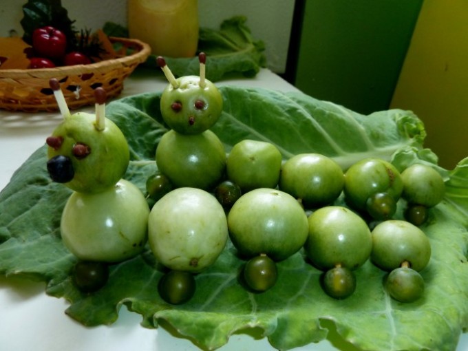 Гусеницы из зеленых помидоров