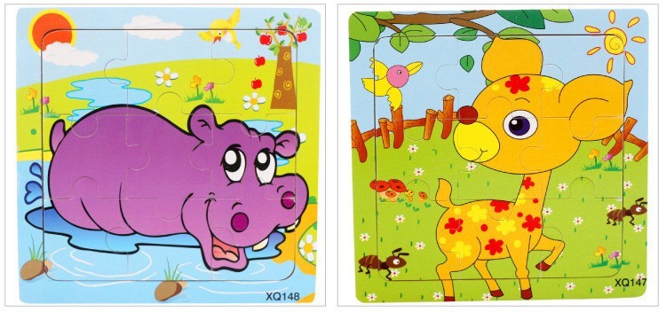 Wooden puzzles for small ones.