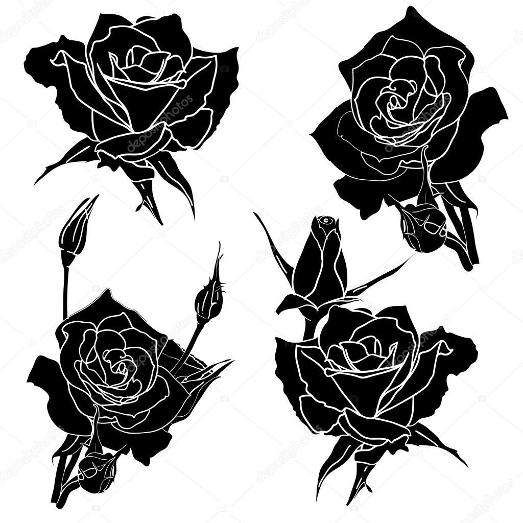 Прекрасные эскизы для тату в виде розы