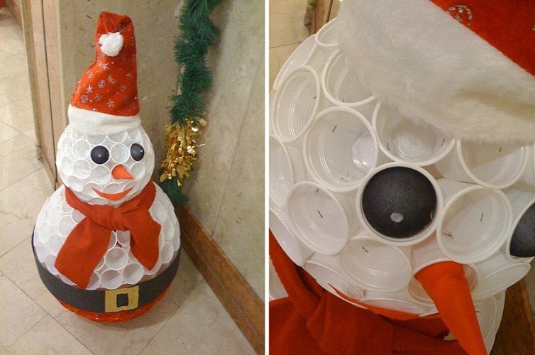 Snowman from cups