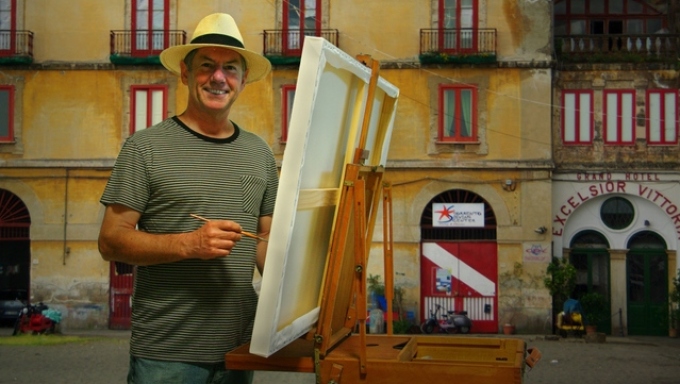 Artis Jalanan di Sorrento, Neapolitan Riviera, Italia