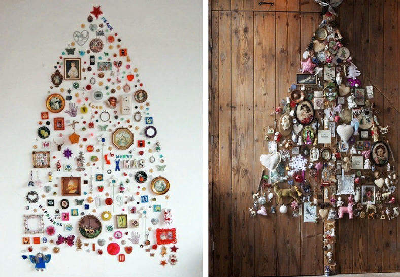 Рождественские елки на стене своими руками
