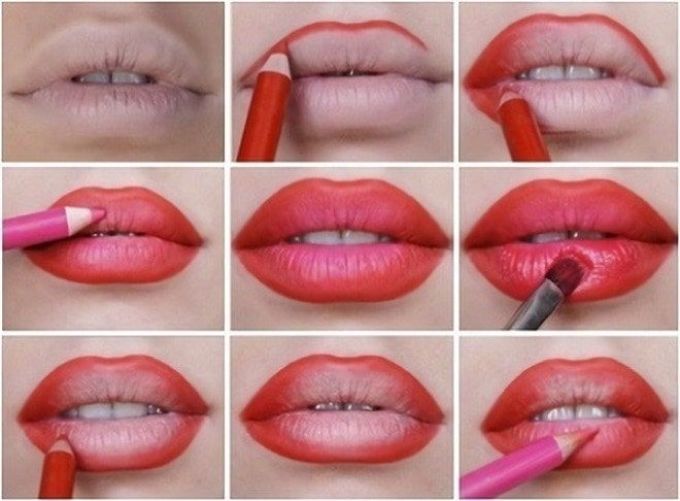 Nous appliquons du rouge à lèvres