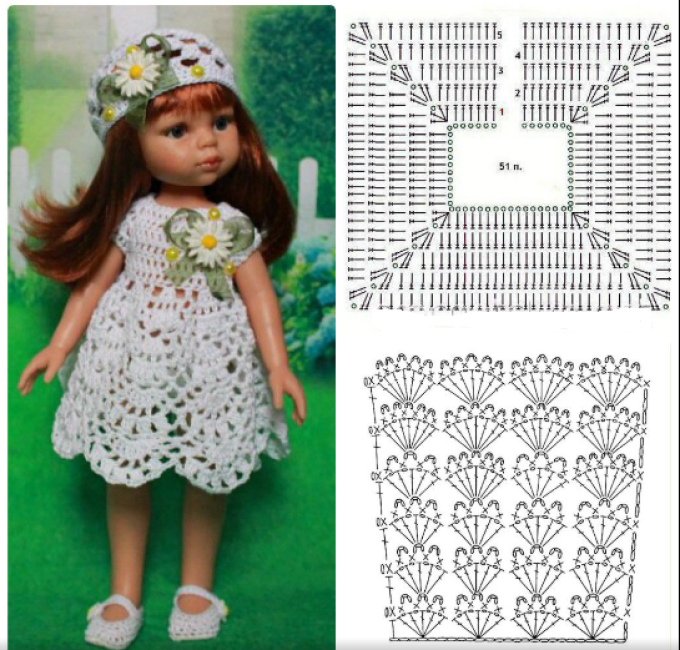 Vestido de verano de crochet para muñecas