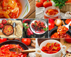 Lecho de la tomate et du poivre: recette. Comment cuisiner délicieux lecho de la cloche pour l'hiver «Lick Your Dougres», avec des oignons, de l'ail, des courgettes, de la pâte de tomate, des carottes, des aubergines?