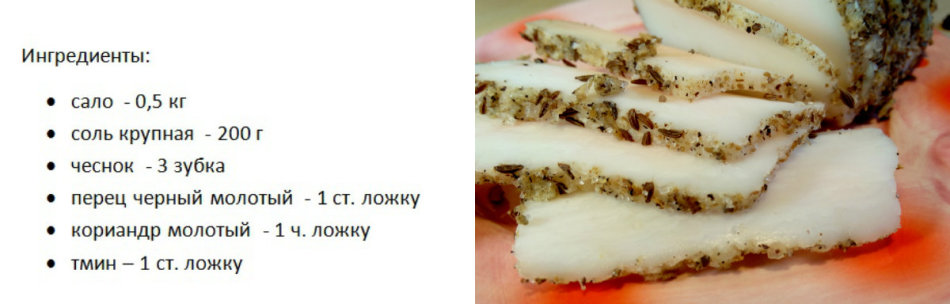 Сало по-белорусски: ингредиенты.
