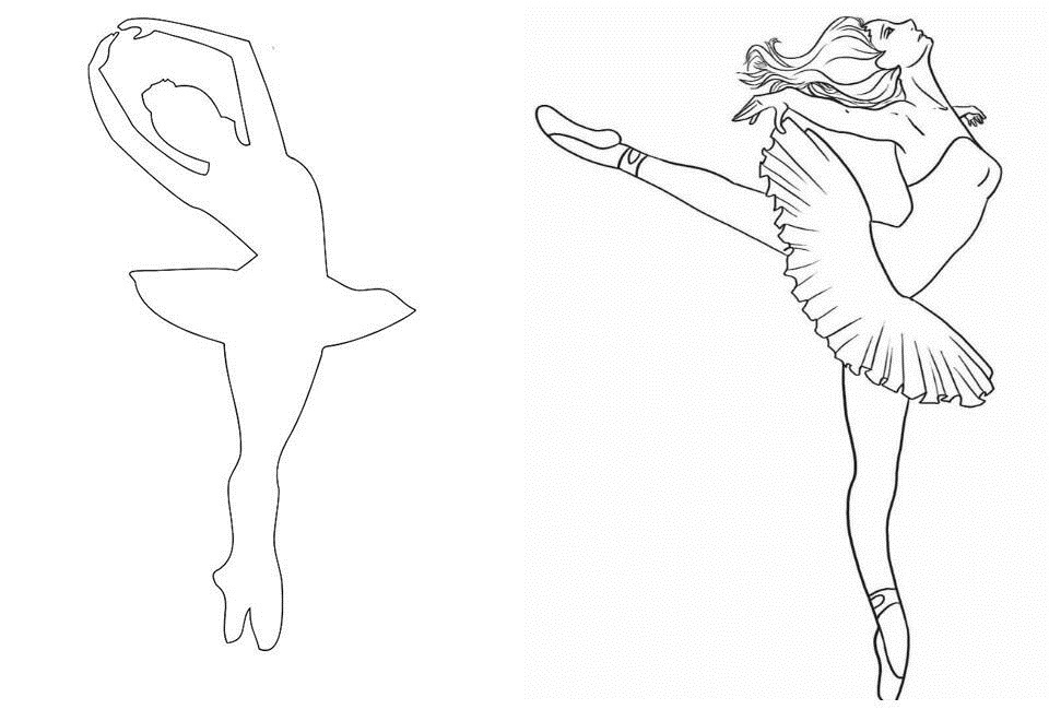 Трафареты балерин для вырезания и приклеивания, пример 7