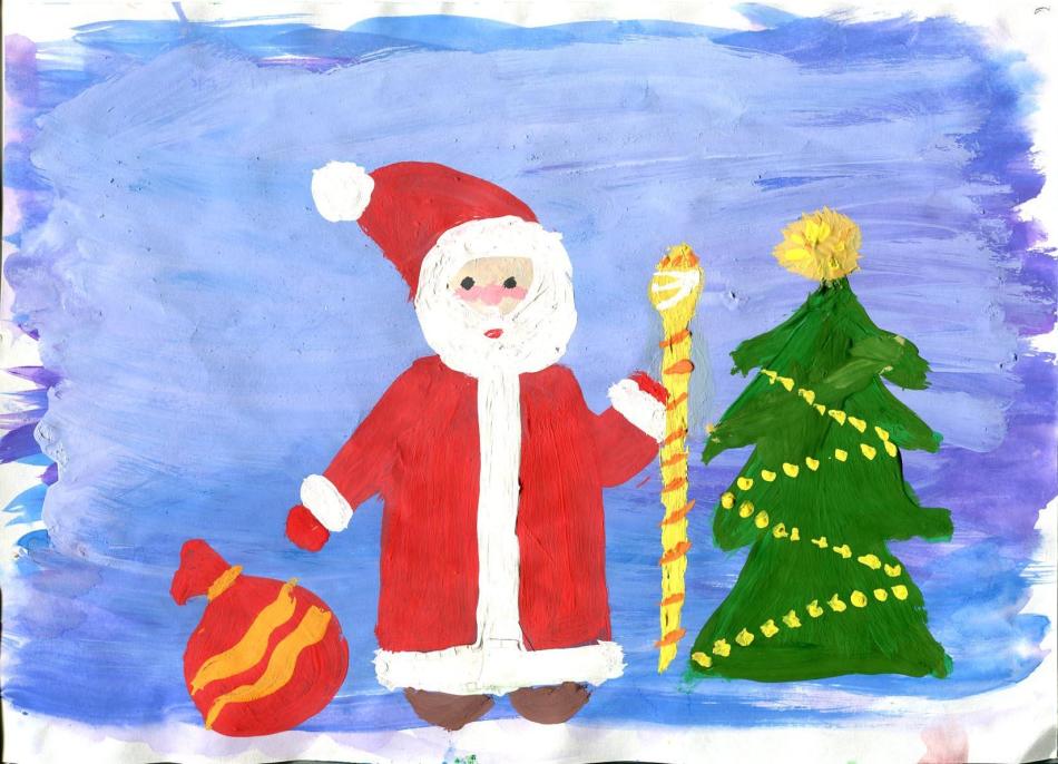 Festive picture drawn by a schoolboy