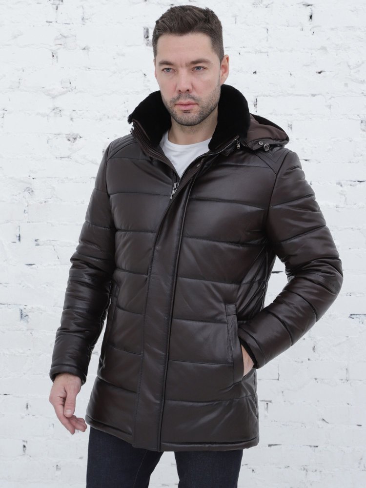 Men's down jacket with a hood