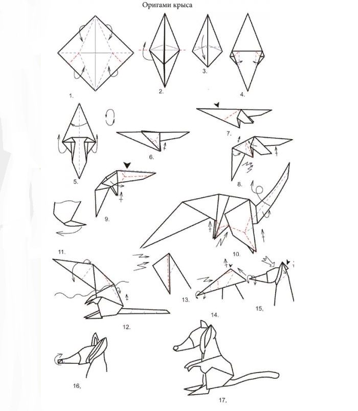 Padrão de rato de origami