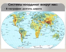 Kakšna je geografska širina in dolžina predmeta: Pojasnilo in določitev geografskih koordinat širine in dolžine na zemljevidu sveta, Yandexa in Google MAP Online. Iz katerih točk se šteje geografska širina in dolžina?