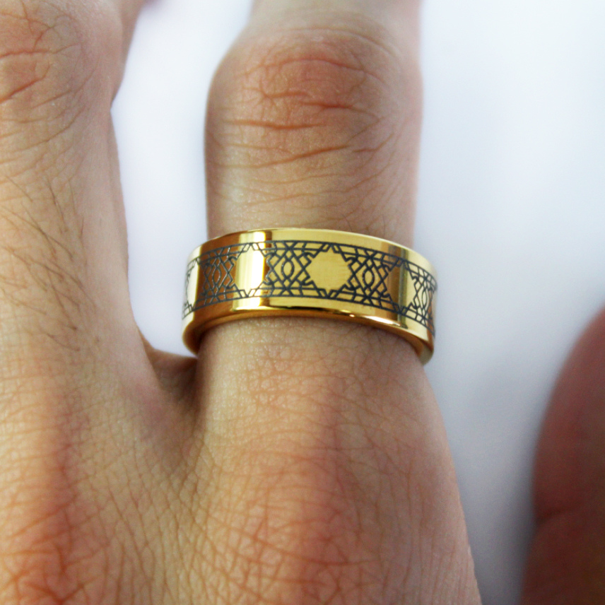 Anel de ouro masculino de design simples - o anel de So -So -chamado de Salomão