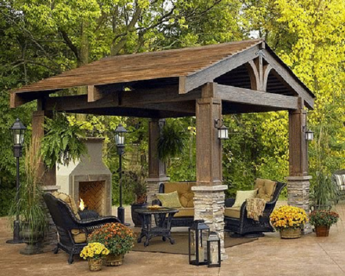 Classical gazebo with barbecue