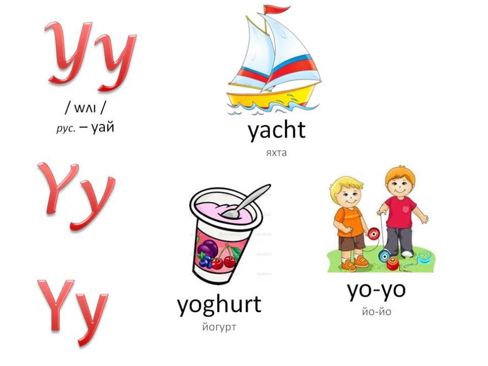 Английский алфавит с озвучкой для детей: буква yy