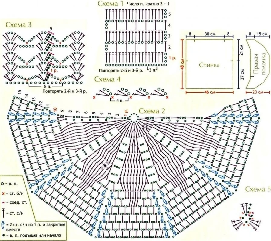 Ажурное пончо крючком схемы и описание для женщин