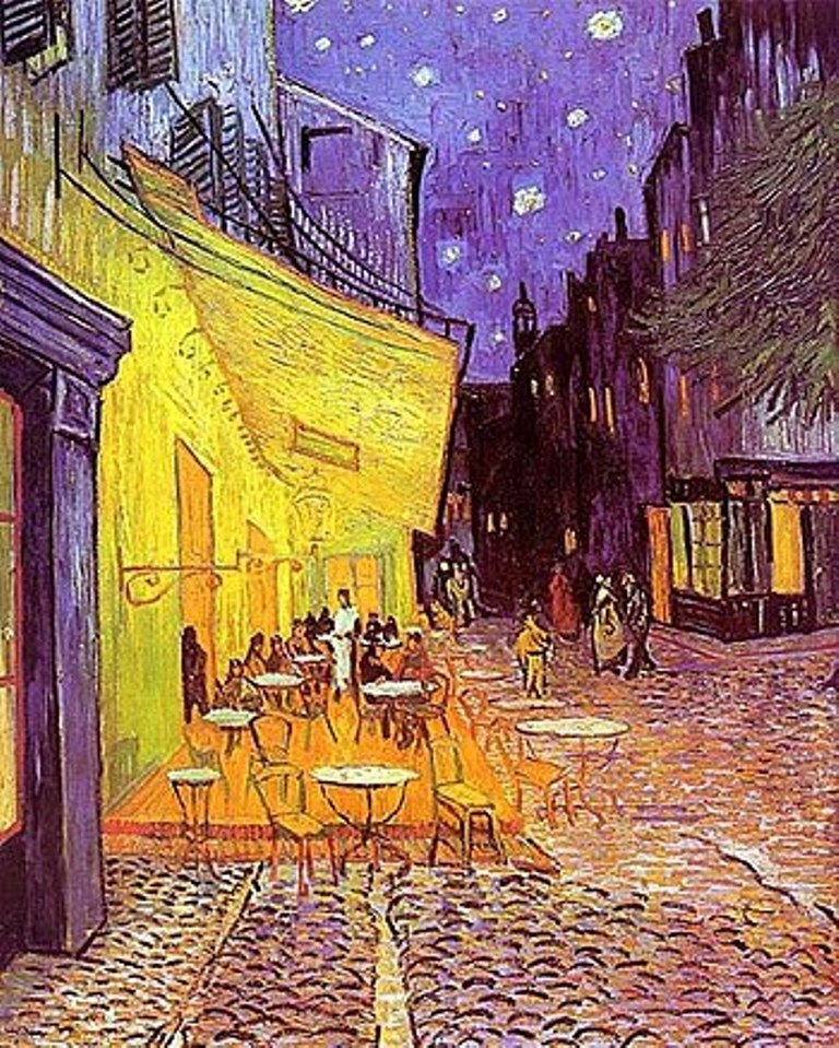 Night terrace of a cafe