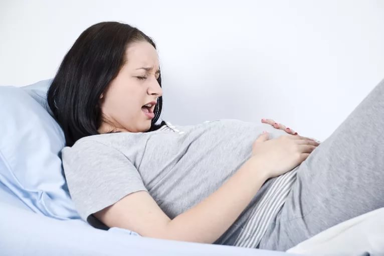 Pain during pregnancy due to uterine fibroids