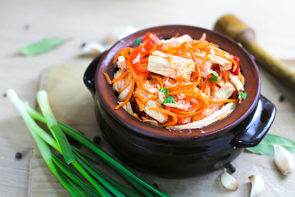 Вешенки по-корейски с морковью