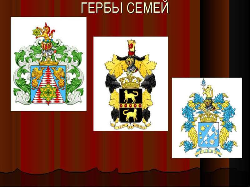 Trije različni emblemi družin, ki jih otroci naslikajo v šolo
