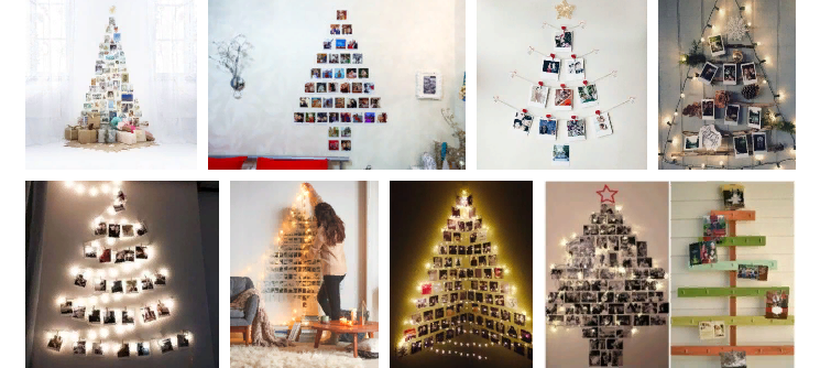 Рождественская елка из фото на стене