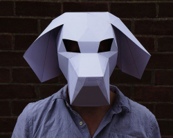 Μάσκα σκυλιά από χαρτί, αισθητή, πλάκες στο κεφάλι με τα χέρια σας: οδηγίες, πρότυπα