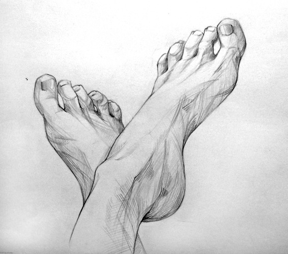 The drawing of the feet