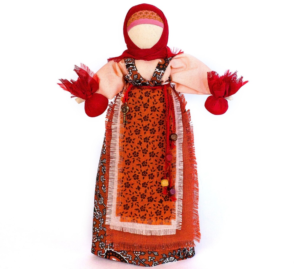 Кукла-оберег берегиня в наряде тёплых уютных оттенков