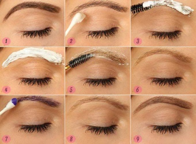 Paso por las instrucciones de paso para aligerar las cejas usando una emulsión