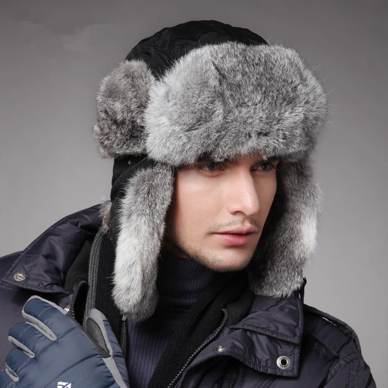 Fashion for knitted and fur hats for men - stylish model