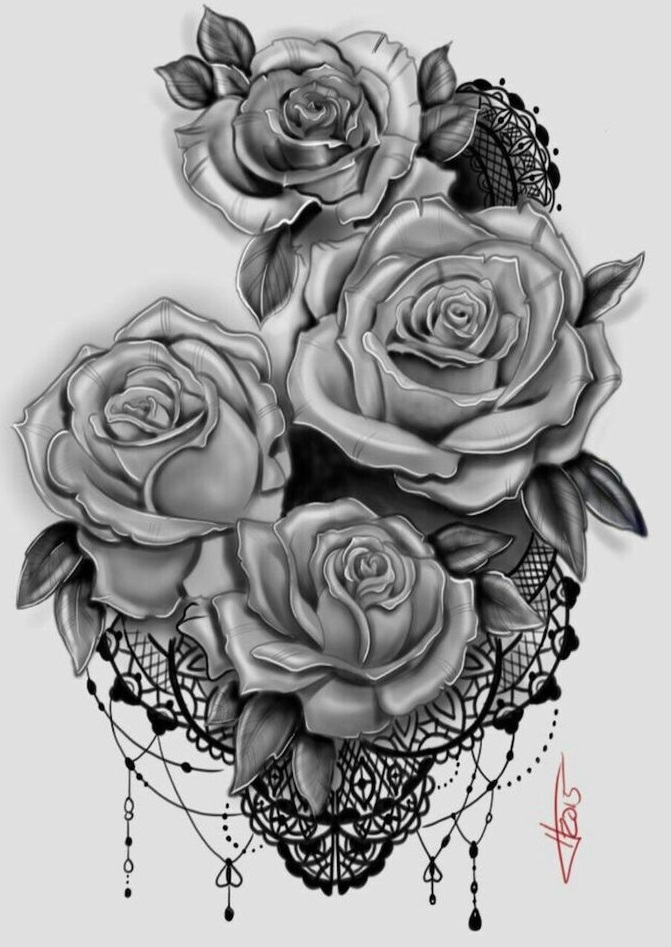 Татуировка роза: эскизы, шаблоны, трафареты.