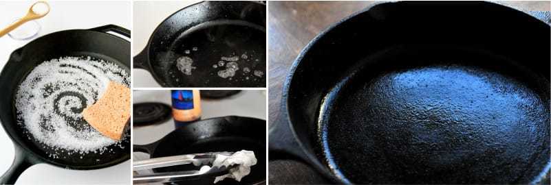 Clean the pan from the car with salt