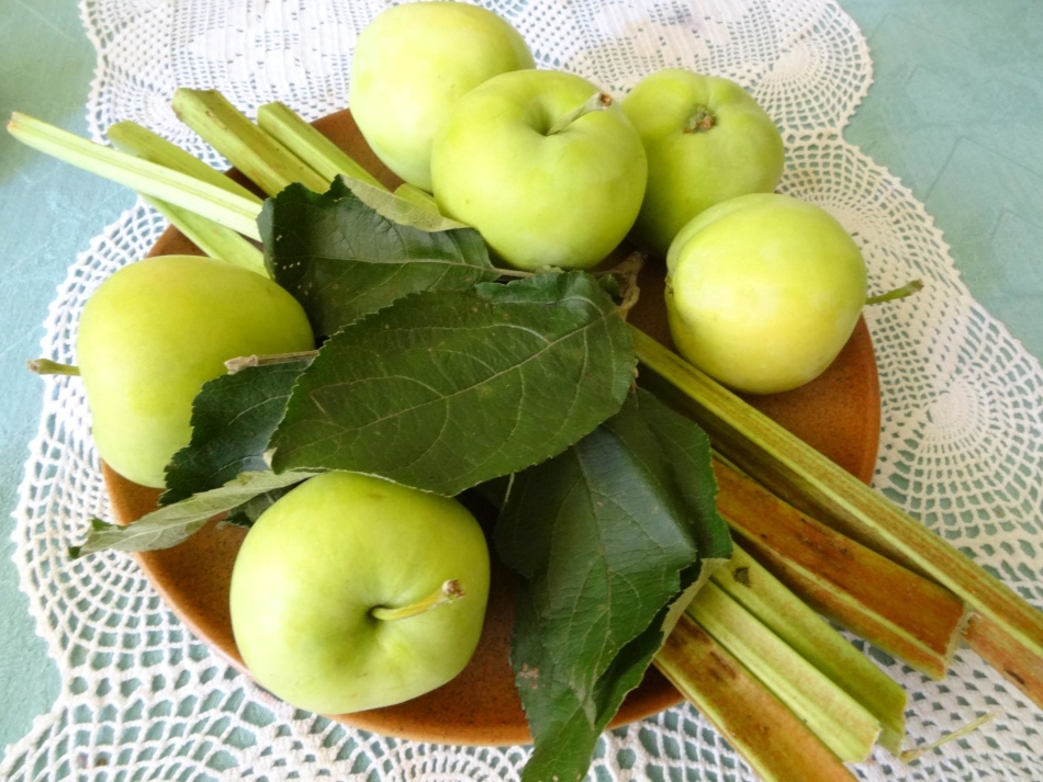 Заготовка для варенья с яблоками и ревенем