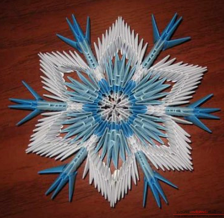 Snowflake is made in the technique of origami