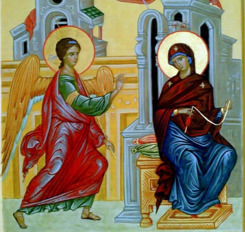 Pogosto narišejo, ki jo je Marija zavrtela, ko se ji je pojavil angel