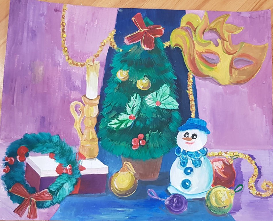 Детский конкурс новогодних рисунков в школе, детском саду