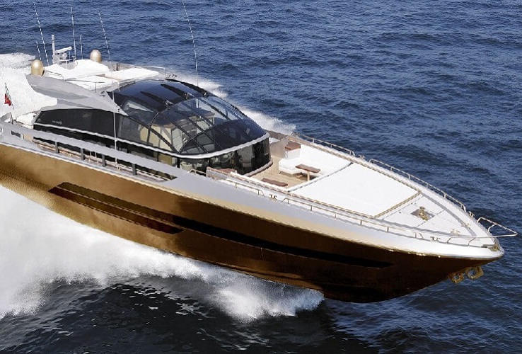 Gold and platinum almost completely cover the yacht